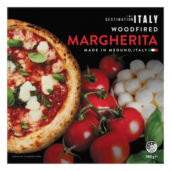 Destination Italy Frozen Pizza Woodfired Margherita 380g