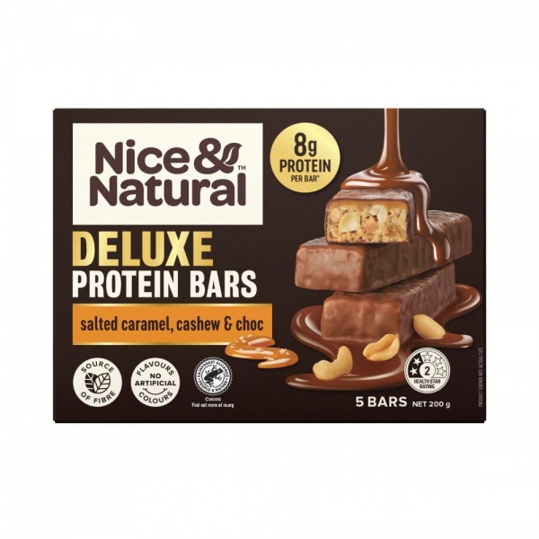 Nice & Natural Protein Bars Deluxe Salted Caramel Cashew & Choc 5 Pack 200g