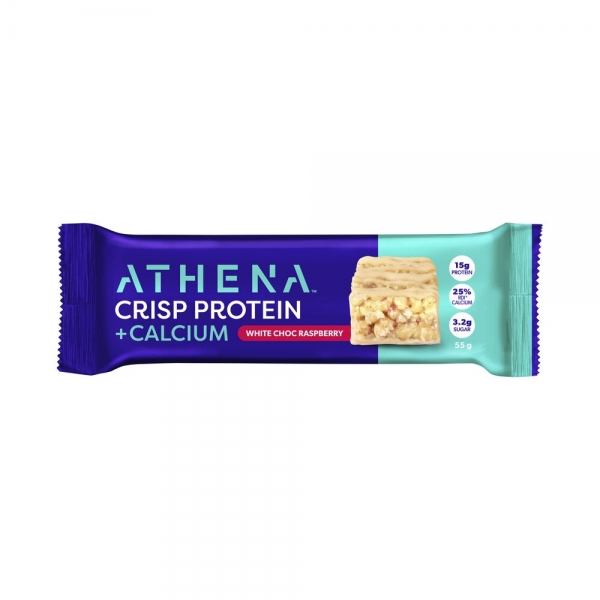 Athena Crisp Protein Bar + Calcium White Choc Raspberry 55g