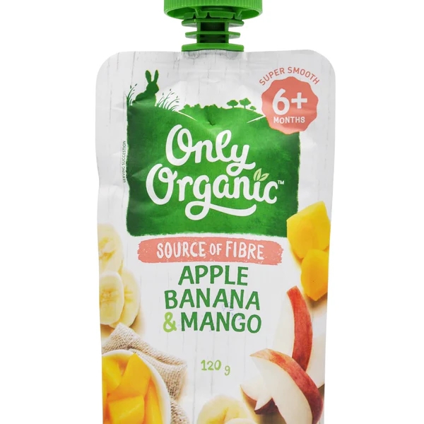 Only Organic Apple Banana & Mango Pouch 6+ Months 120g
