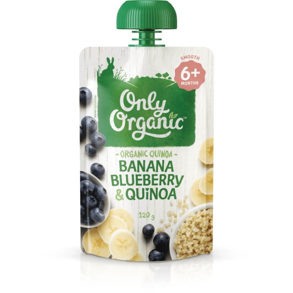 Only Organic Banana Blueberry & Quinoa Pouch 6+ Months 120g