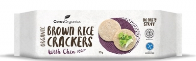Ceres Organics Brown Rice Crackers Chia 115g