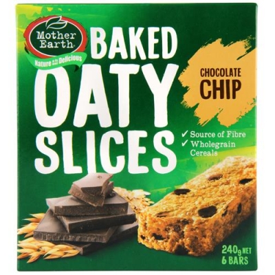 Mother Earth Baked Oaty Slices Chocolate Chip 6 Pack 240g