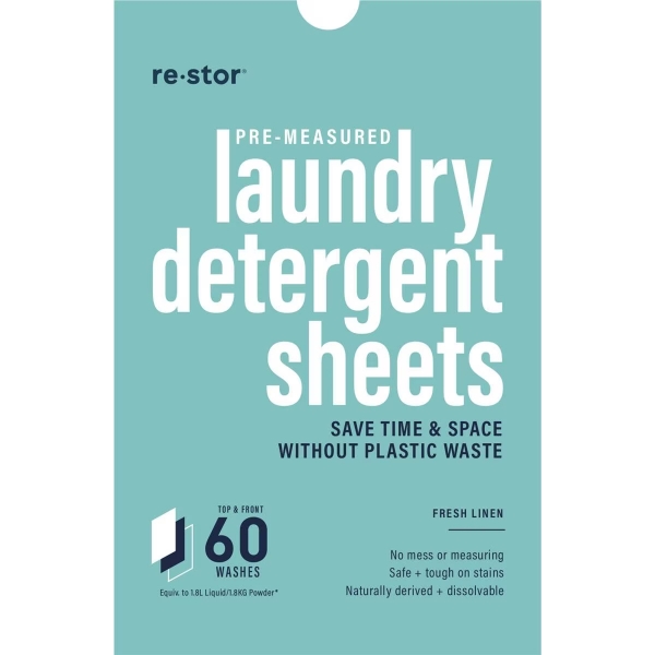 Restor Laundry Detergent Sheets Fresh Linen 60 Pack