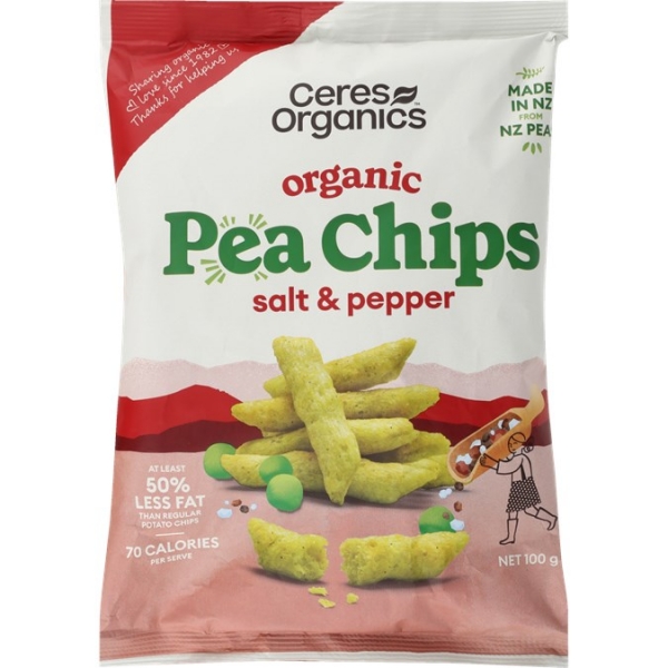 Ceres Organics Pea Chips Salt & Pepper 100g
