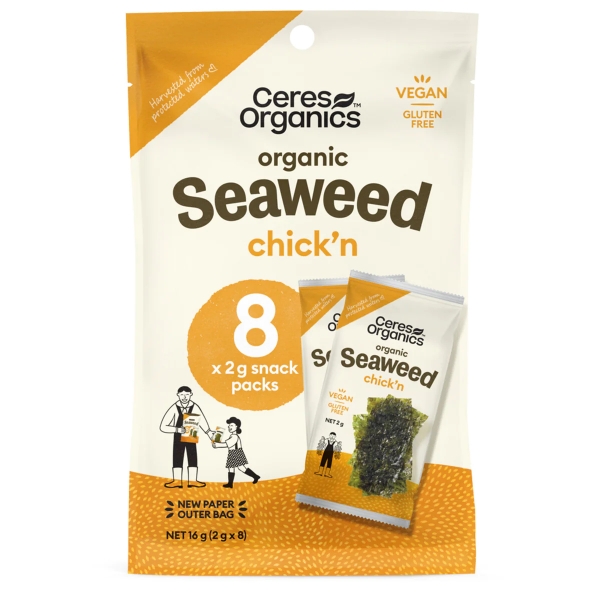 Ceres Organics Seaweed Snack Chick'n Gluten Free 8 Pack 16g