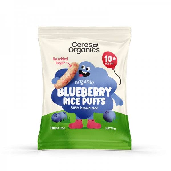 Ceres Organics Rice Puffs Blueberry 10+ Months 15g