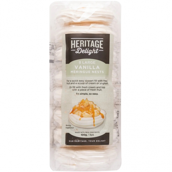 Heritage Delight Meringue Nest Vanilla 8 Pack 95g