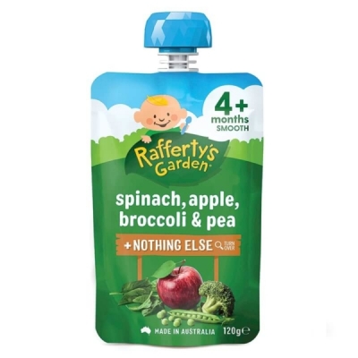 Rafferty's Garden Spinach Apple Broccoli & Pea Pouch 4+ Months 120g