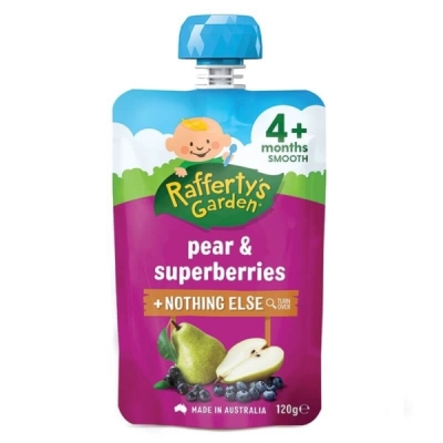 Rafferty's Garden Pear & Superberries Pouch 4+ Months 120g