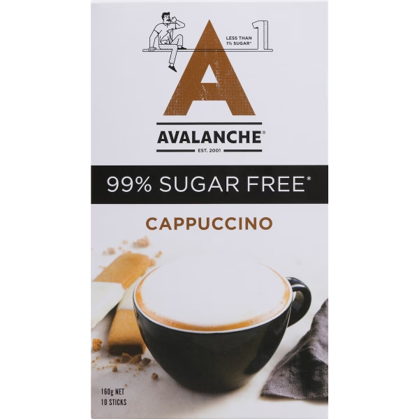 Avalanche 99% Sugar Free Cappuccino Sachets 10 Pack