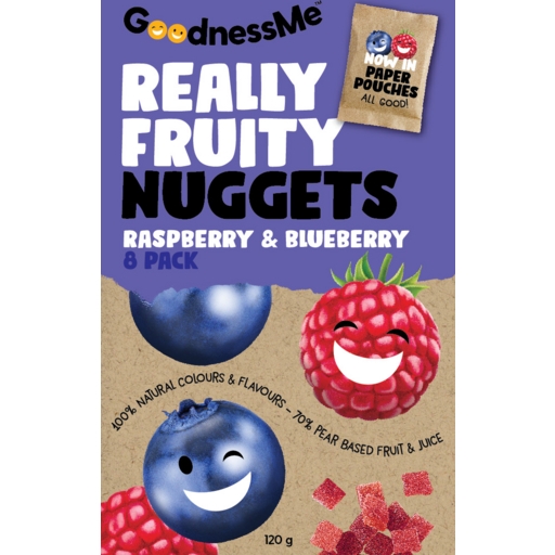 Goodness Me Fruit Nuggets Raspberry & Blueberry 8 Pack 120g