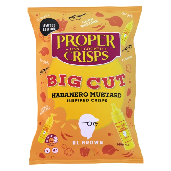 Proper Crisps Big Cut Habanero Mustard 140g