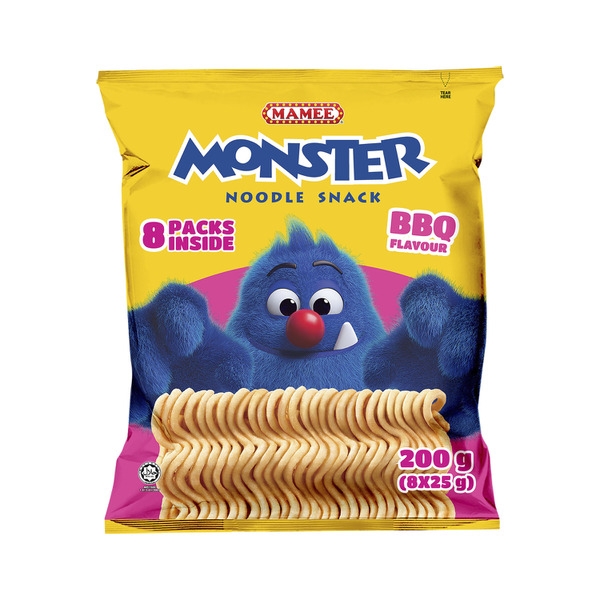 Mamee Monster Noodle Snacks BBQ 8 Pack 200g
